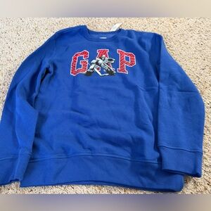 New with tags-GAP Royal Blue Sweatshirt with Hockey Graphic-size 14/16